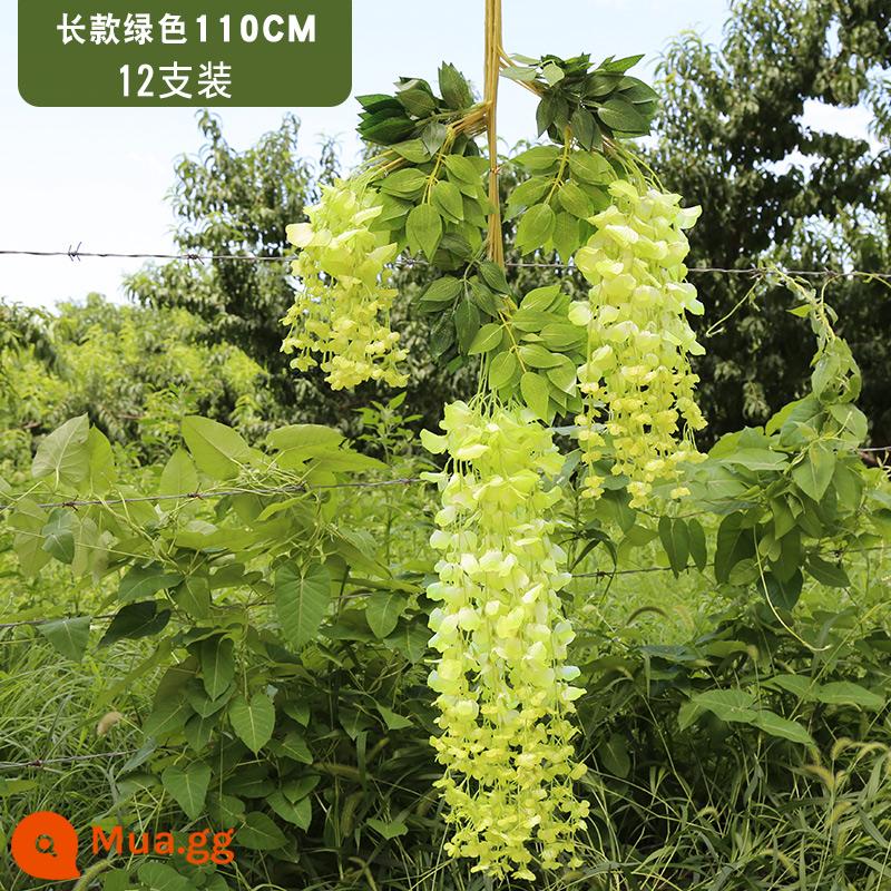 Mô phỏng Wisteria hoa hoa giả tím treo trần hoa cây nho trong nhà trang trí đám cưới mây nhựa dải hoa cây nho - Loại dài màu xanh lá cây (12 miếng)