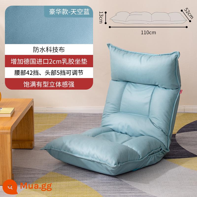 Sofa lười chiếu tatami ghế gấp đơn nhỏ giường sofa phòng ngủ kiểu Nhật ban công cửa sổ bay ghế tựa lưng - Vải kỹ thuật xanh da trời - có thể điều chỉnh eo và đầu + đệm cao su