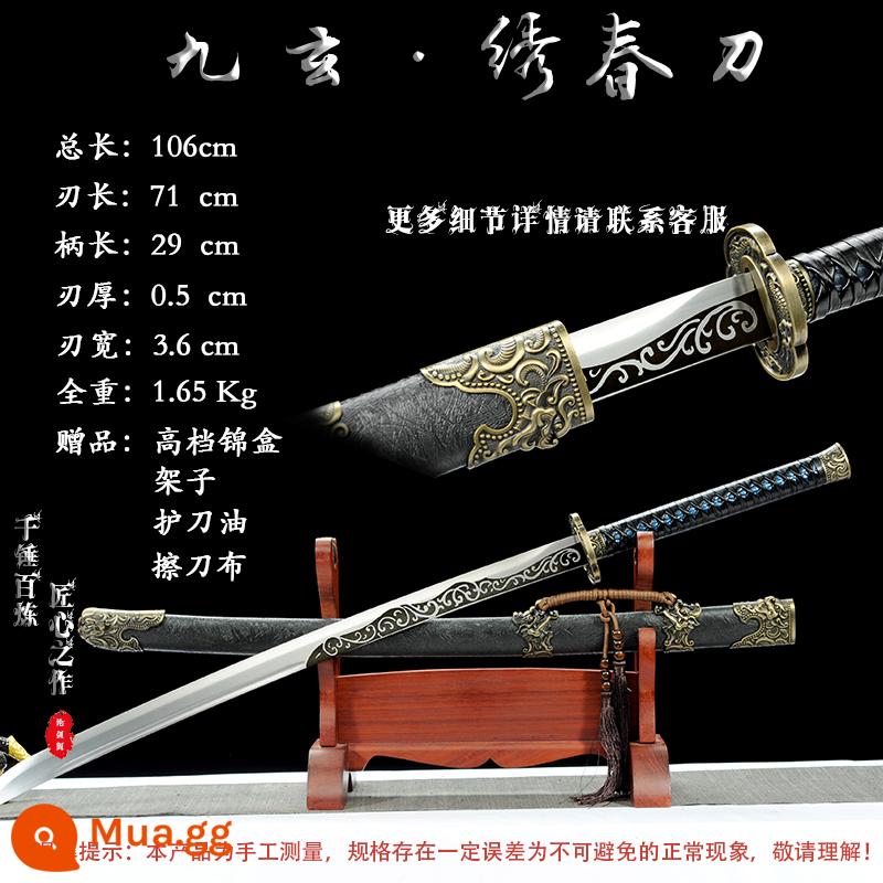 Tang Hengdao Longquan Town House Sword tích hợp kiếm thêu lò xo dao thép mangan Tang gươm dao vũ khí lạnh tự vệ không có lưỡi - Jiuxuan màu nâu sẫm [được chủ cửa hàng khuyên dùng]