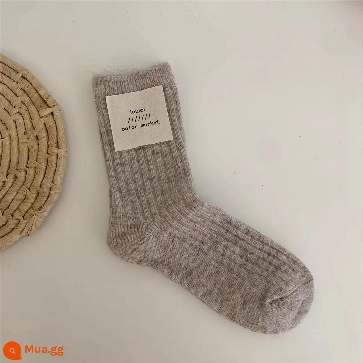 Vớ Nick Vớ Thu Đông Dày Cashmere Tất Nhật Bản Hàn Quốc Nữ Ống Giữa In Triều Màu Tinh Khiết Vớ Bong Bóng - Màu bột