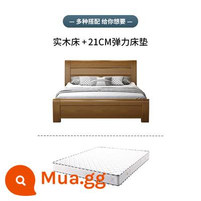 Giường gỗ đặc phong cách Trung Quốc mới Giường lớn 1,8m Giường đôi 1,5M đơn giản và tiết kiệm nội thất hiện đại phòng ngủ chính lưu trữ - Giường + nệm lò xo 21CM Để lại tin nhắn chọn màu