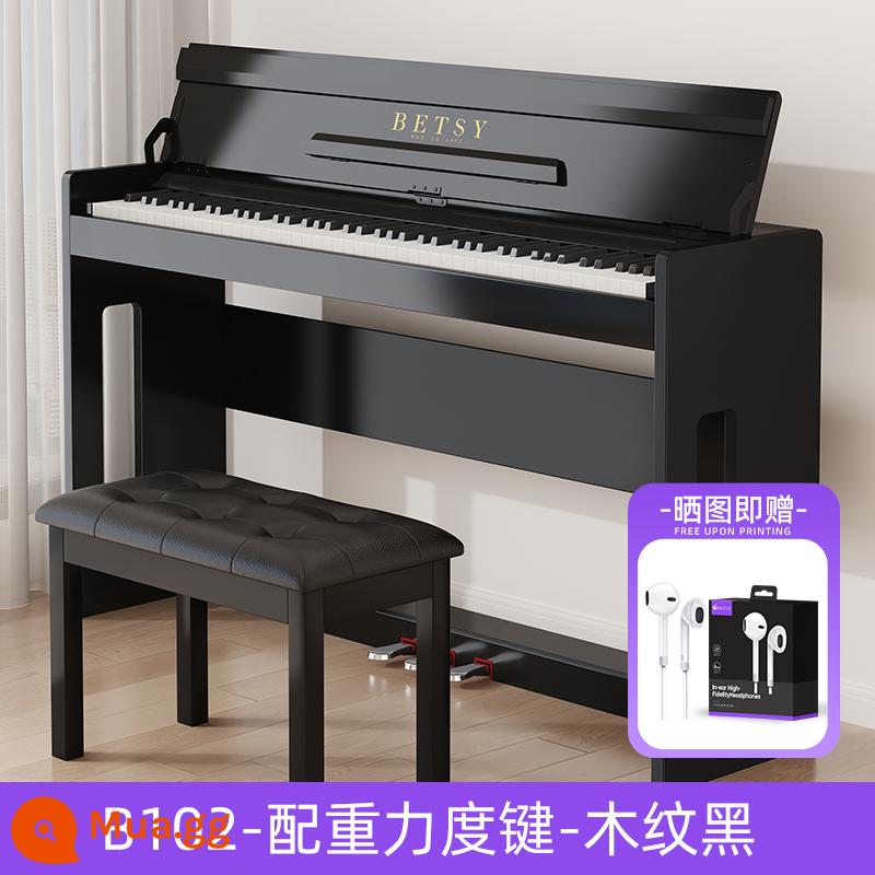 Đàn piano điện tử Betsy Hồng Kông Búa 88 phím tại nhà Đàn piano điện tử nhỏ dành cho người mới bắt đầu Kiểm tra chứng chỉ giáo viên mẫu giáo - B102 Trọng Lực Chìa Khóa-Hạt Gỗ Đen