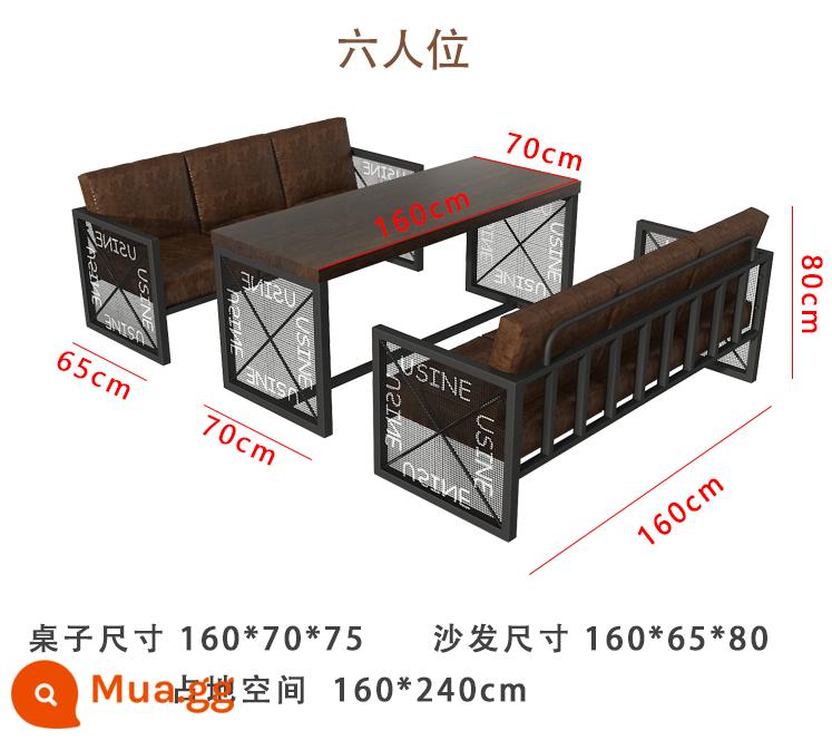 Retro Winding Wind and Iron Art Bar Card Sofa Sofa Âm nhạc BARBECUE BARBECUE BARBECUE BAR Bàn và Ghế Kết hợp Ghế - Sự kết hợp sáu người 160X240