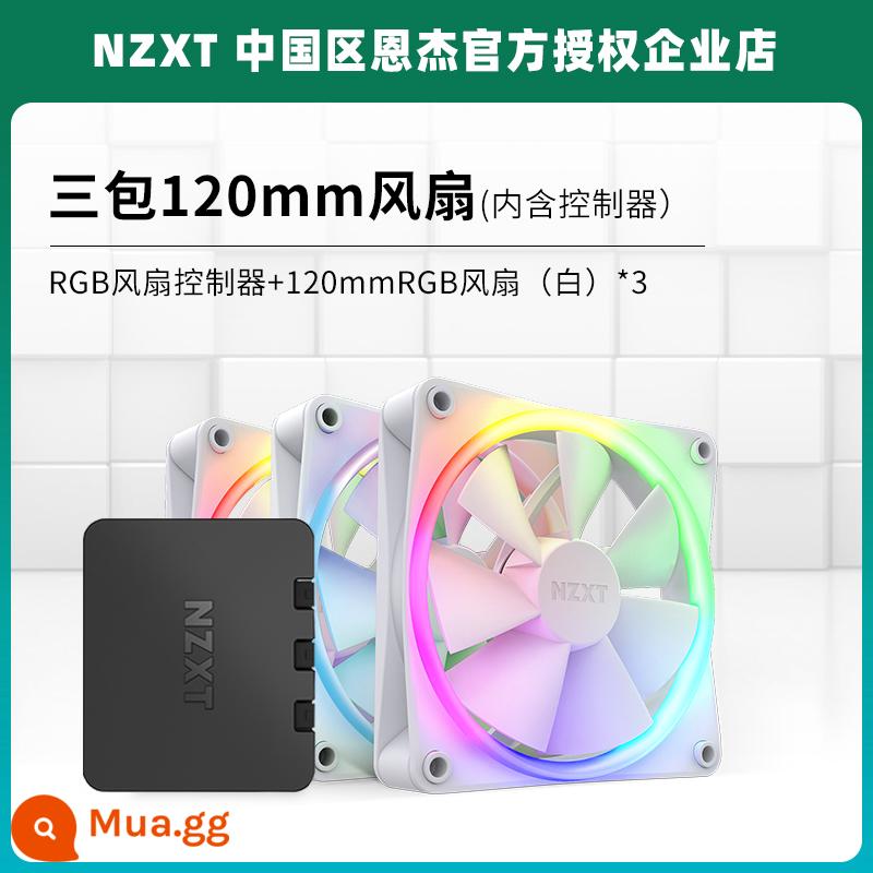 NZXT Enjie F120 F140 P Q RGB đen trắng im lặng áp suất gió thể tích không khí kiểm soát nhiệt độ nước làm mát quạt làm mát - Bộ ba màu trắng F120RGB có bộ lọc bụi và bộ điều khiển