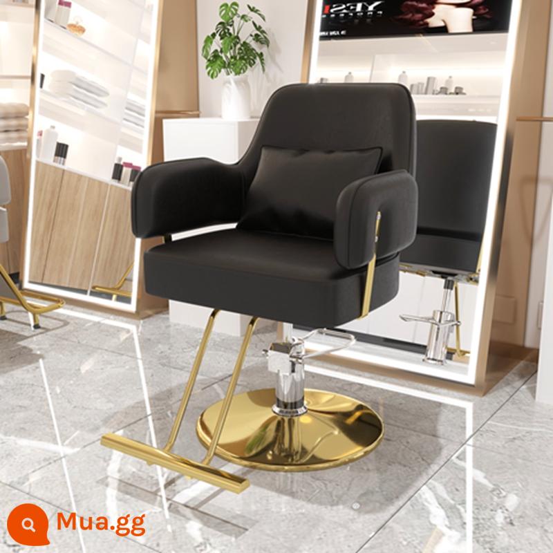 3AM Lưới Đỏ Tóc Salon Ghế Hiệu Cắt Tóc Salon Làm Đẹp Đặc Biệt Cao Cấp Cắt Tóc Phân Nâng Xoay Dày - Đĩa vàng đen cao cấp có bàn đạp, dày dặn, xuất khẩu chất lượng cao cấp