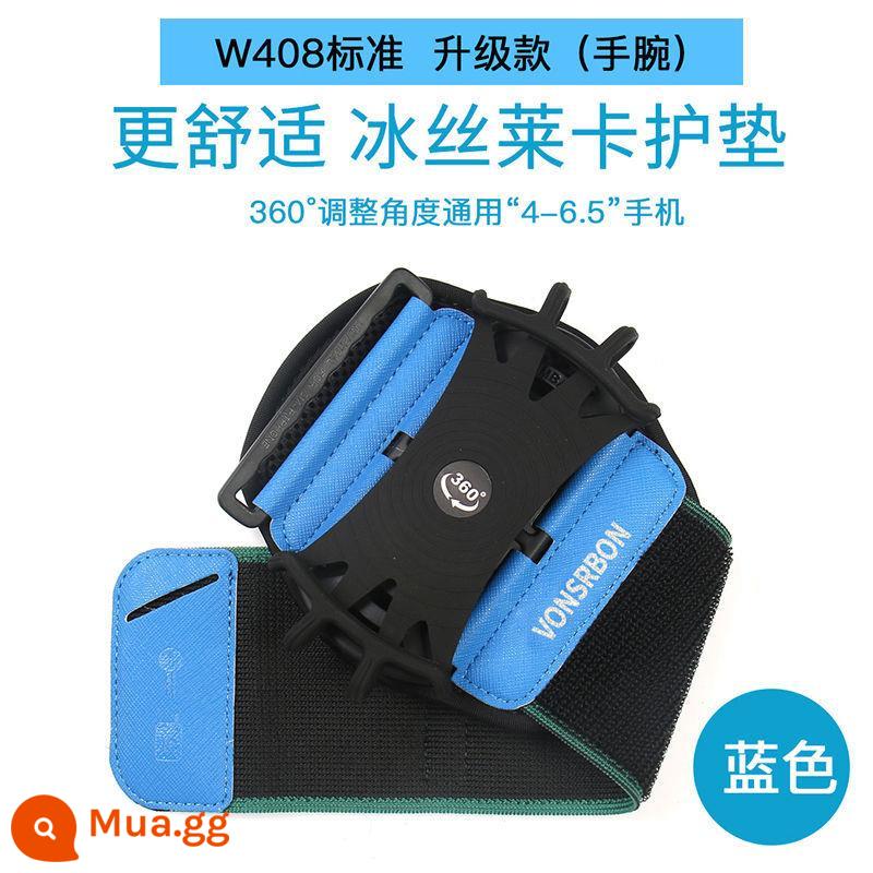 Giá đỡ điện thoại di động cho người lái xe Giá đỡ tay cho điện thoại di động của người lái xe gắn vào cánh tay tay áo bảo vệ điện thoại di động bảo vệ cổ tay bằng kim loại đa năng - Miếng lót băng lụa W408 (cổ tay) màu xanh