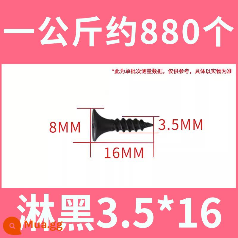 Số lượng lớn màu đen cường độ cao vách thạch cao móng tay Vít tự tháo tấm thạch cao chéo đầu phẳng tự gõ ốc vít gỗ M3.5mm - 3,5 * 16mm (khoảng 880 chiếc mỗi kg)