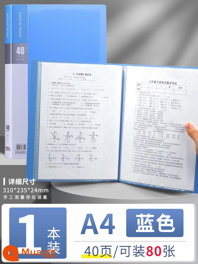 Túi đựng tài liệu Chenguang a4 nhiều trang thông tin sách chèn sách tập tin thông tin hợp đồng chứng chỉ lưu trữ hoàn thiện hiện vật giấy kiểm tra học sinh túi lưu trữ tờ nhạc thư mục lưu trữ hóa đơn vật tư văn phòng - [Dày 40 trang] 1 cuốn màu xanh - chứa được 80 trang