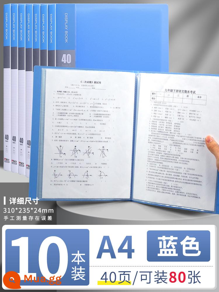 Túi đựng tài liệu Chenguang a4 nhiều trang thông tin sách chèn sách tập tin thông tin hợp đồng chứng chỉ lưu trữ hoàn thiện hiện vật giấy kiểm tra học sinh túi lưu trữ tờ nhạc thư mục lưu trữ hóa đơn vật tư văn phòng - [Dày 40 trang] Blue 10 cuốn - chứa được 80 trang