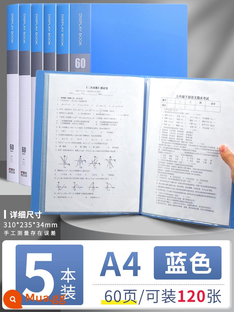 Túi đựng tài liệu Chenguang a4 nhiều trang thông tin sách chèn sách tập tin thông tin hợp đồng chứng chỉ lưu trữ hoàn thiện hiện vật giấy kiểm tra học sinh túi lưu trữ tờ nhạc thư mục lưu trữ hóa đơn vật tư văn phòng - [Dày 60 trang] Sách xanh 5 - chứa được 120 trang