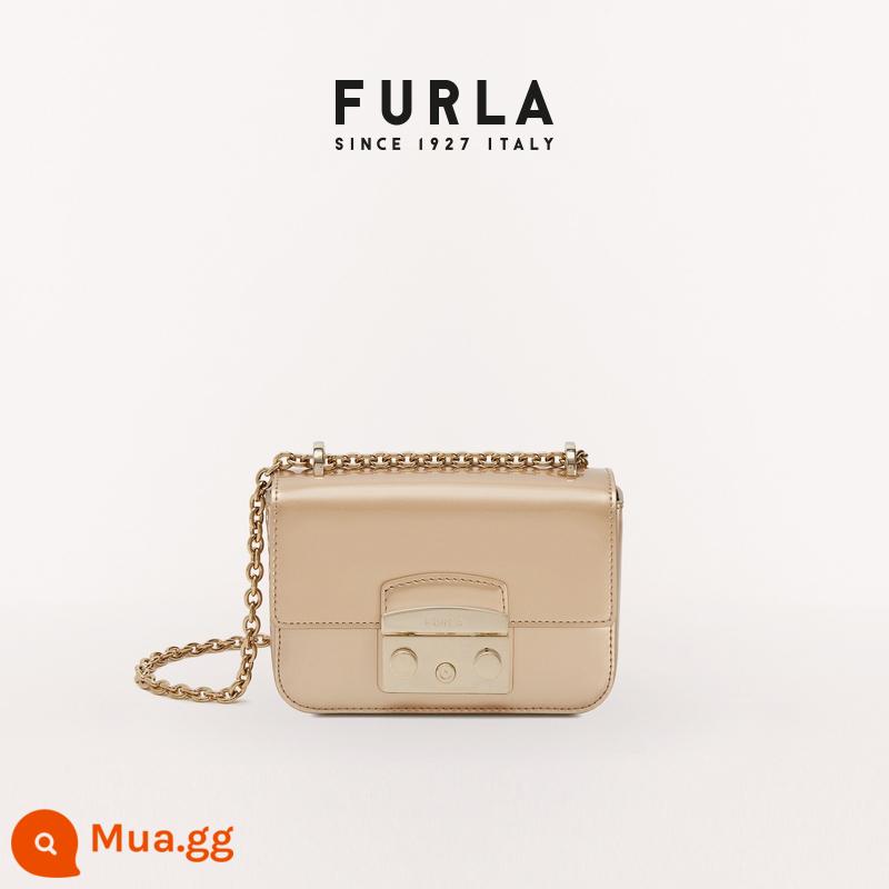 [Quà năm mới] Túi messenger mini nữ da bê FURLA Metropolis tinh tế - rượu sâm banh vàng