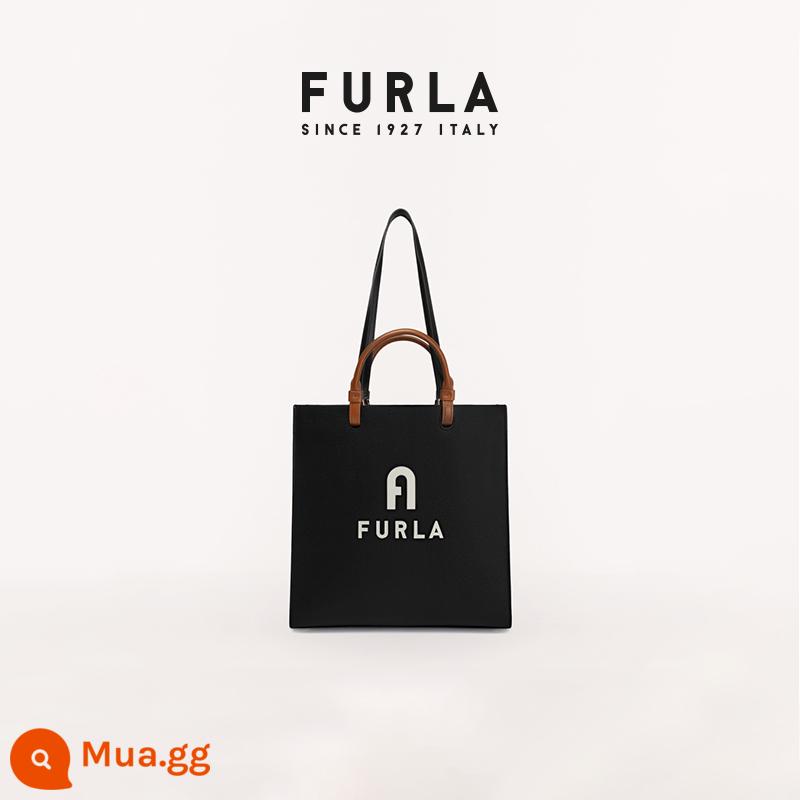 [Quà tặng năm mới] Túi tote cỡ lớn bằng da bò dọc FurlaVarsityStyle dành cho nữ - đen + trắng ngọc trai