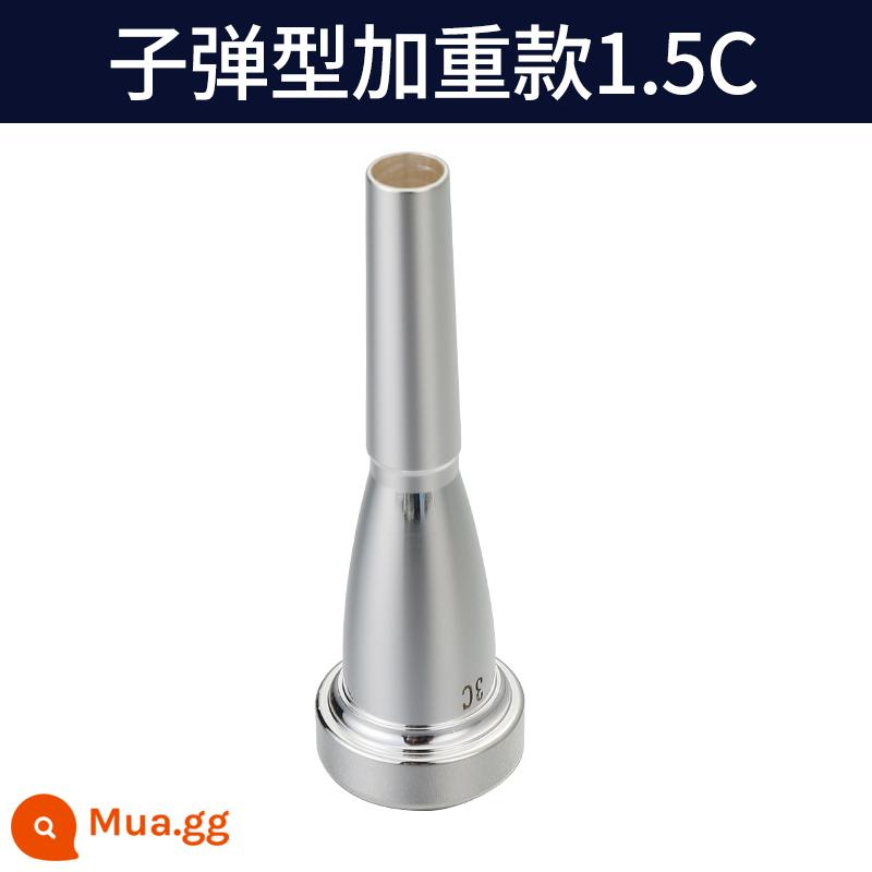 Thiết bị luyện tập kèn trumpet Eisenli tiết kiệm nhân công và dễ chơi Đầu đạn 7C loại 1C/1.5C/3C/5C là loại phổ thông. - [Phong cách viên đạn] [Bạc] Ống ngậm nhỏ 1,5C