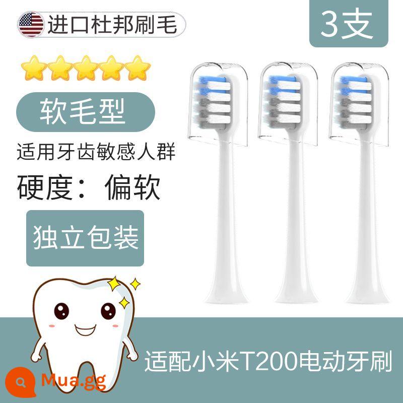 Đầu bàn chải đánh răng điện Xiaomi T200 phù hợp với đầu thay thế đặc biệt Mijia làm sạch lông mềm nhập khẩu kháng khuẩn kín nguyên bản - Tương thích với T200/T200C [loại nhạy cảm] 3 gói