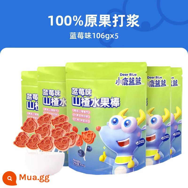 Fawn Blue Hawthorn Lollipop Snacks Một tuổi thực sự thanh thanh trái cây cho bé Tốt cho sức khỏe 3 Dinh dưỡng 2 Không có chất phụ gia Trẻ em - [Giá trị 5 túi] Hương việt quất 106g * 5 túi