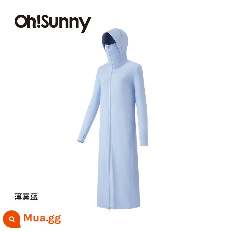 Ohsunny nữ thần quần áo chống nắng mở rộng thoáng khí chống nắng quần áo ngoài trời chống tia cực tím thể thao áo gió áo khoác mỏng - Phiên bản dài của nữ thần-Sương mù xanh