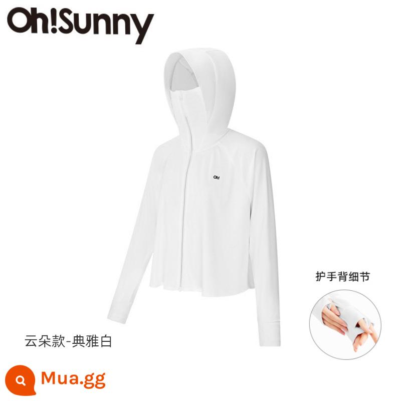 Quần Áo Chống Nắng Ohsunny Áo Sơ Mi Dáng Rộng Chống Tia UV Sợi Thô Áo Lái Xe Cloud Quần Áo Chống Nắng - Phong cách đám mây-màu trắng thanh lịch