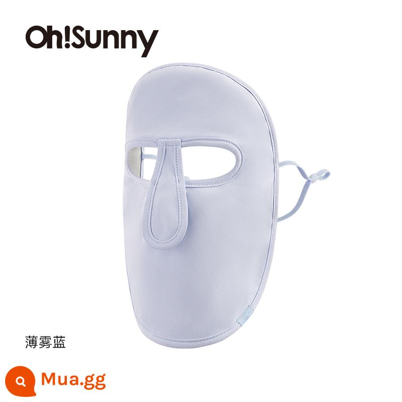 Khẩu trang chống nắng ohsunny full face bảo vệ cổ mỏng chống tia UV mặt thoáng khí mặt nạ bạch tuộc Kini che nắng - Phong cách chống nắng cơ bản màu xanh sương mù (thiết kế hai lớp)