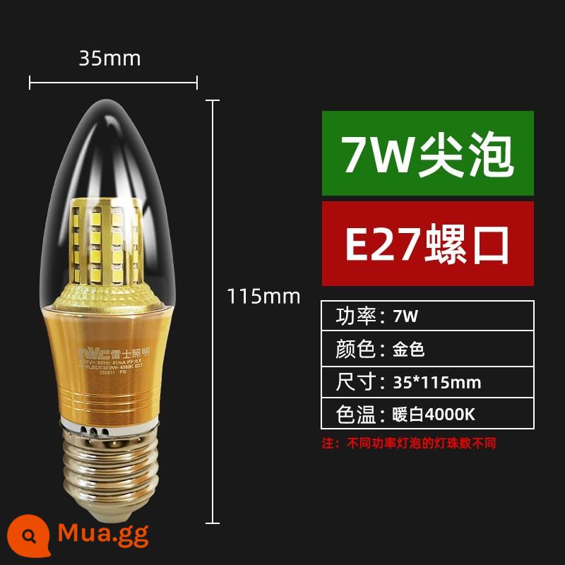 NVC chiếu sáng bóng đèn LED e14 vít tiết kiệm năng lượng hộ gia đình đèn pha lê đầu bong bóng nến đèn siêu sáng nguồn sáng e27 - Trắng ấm 7W E27 (gói 5)