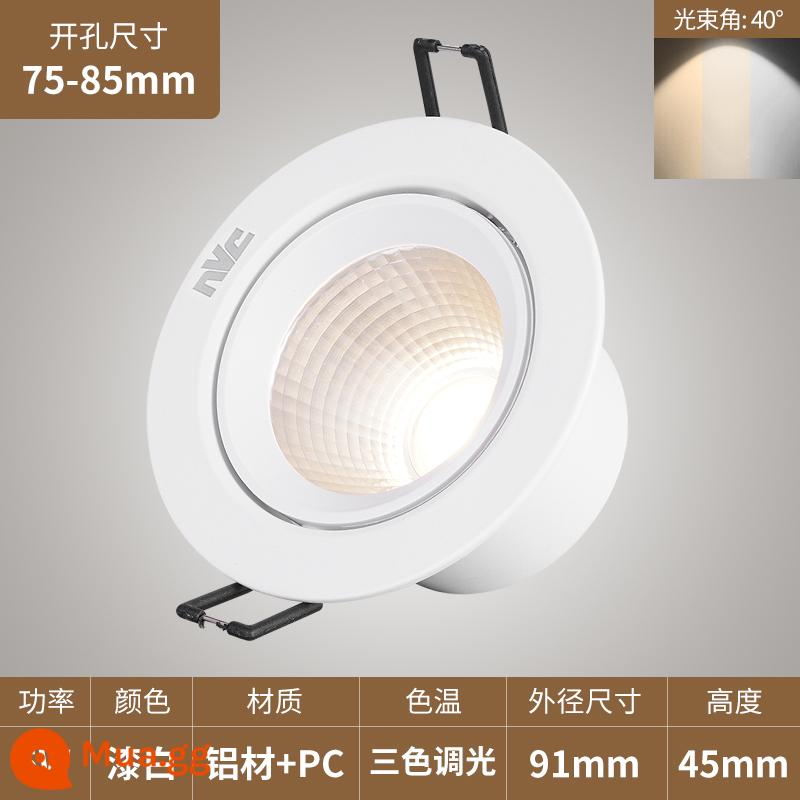 NVC chiếu sáng lõi ngô Spotlight nhúng đèn LED âm trần màu cao cấp khách sạn cửa hàng quần áo showroom đèn nền tường trần - Trắng 5W ba màu [model nhôm Φ75-85]