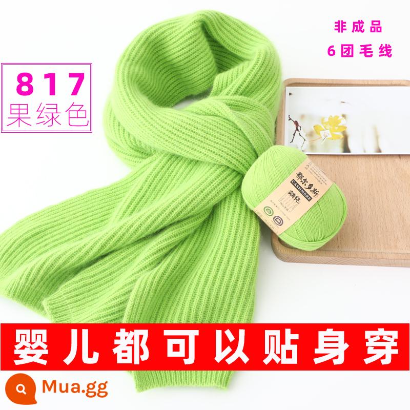 Len handmade khăn tự làm gửi bạn trai len bóng đan tay sợi len cashmere sợi tự dệt khăn kim đặc biệt - Quả xanh 817[6 cuộn sợi]