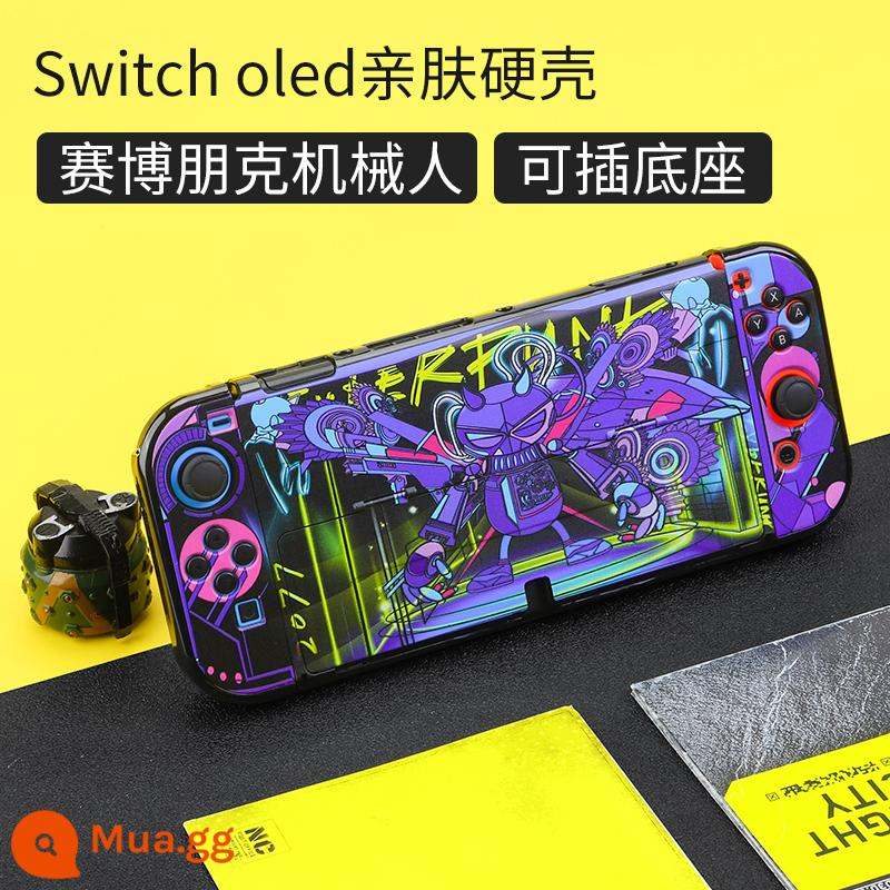 Vỏ bảo vệ Nintendo Switch Vỏ bảo vệ switcholed đế cắm được tay cầm ns vỏ hai mảnh vỏ silicon vỏ mềm phụ kiện màn hình oled riêng biệt nhãn dán nslite vỏ cứng mờ - Vỏ cứng nâng cấp mới của OLED [robot cyberpunk] đi kèm với phim + nắp