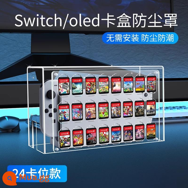 Vỏ bảo vệ Nintendo Switcholed trong suốt Vỏ tay cầm công tắc Vỏ cứng hai mảnh NS phiên bản tuổi thọ pin Vỏ đế có thể cắm được Vỏ bảng điều khiển trò chơi OLED Tấm che bụi Phụ kiện hộp thẻ pha lê acrylic - [Vỏ che bụi hộp 24 thẻ] Model-Switch/Ol hoàn toàn trong suốt bằng acrylic