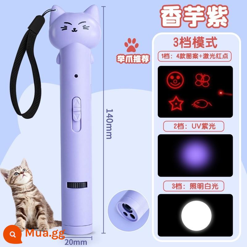 Con trỏ laser hình mèo ngộ nghĩnh có thể sạc lại đèn laser hồng ngoại tầm xa ánh sáng mạnh bút chọc ghẹo mèo đèn pin nhỏ chấm đỏ nhiều hoa văn đồ chơi cho mèo máy ánh sáng cực quang thanh laser laser bút laser bút chỉ báo ánh sáng - [Thời lượng pin được nâng cấp/model có thể sạc lại] Màu tím khoai môn/3 nguồn sáng + 5 mẫu.