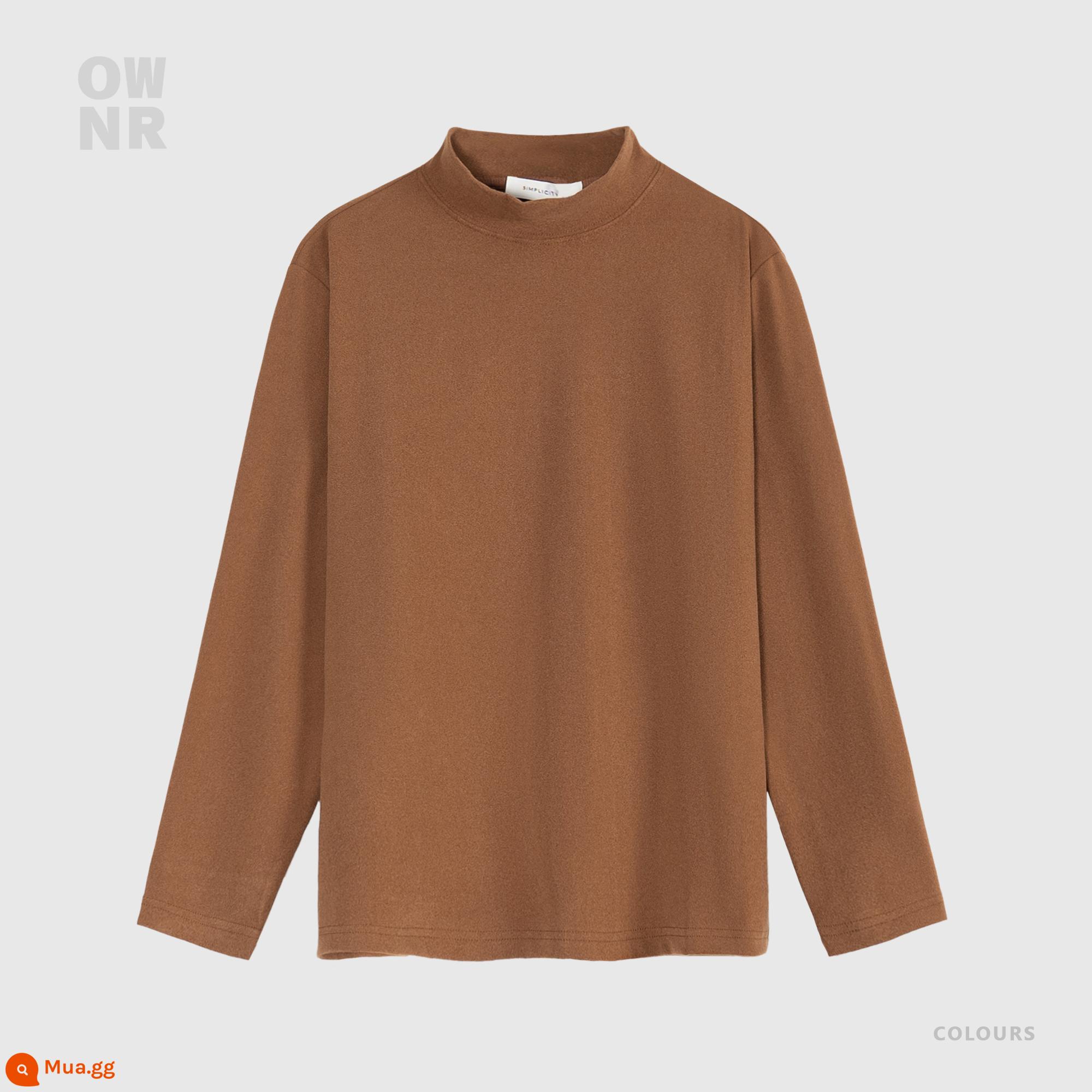 Đen TURTLENCECK BASE MENTUMENT MINAUM VÀ WINTER Đạo đức ống t -Shirt dài -sleeved Trendy Glimming Top -Level Sensory Warening Nội tâm - Màu caramel cổ áo trung tâm