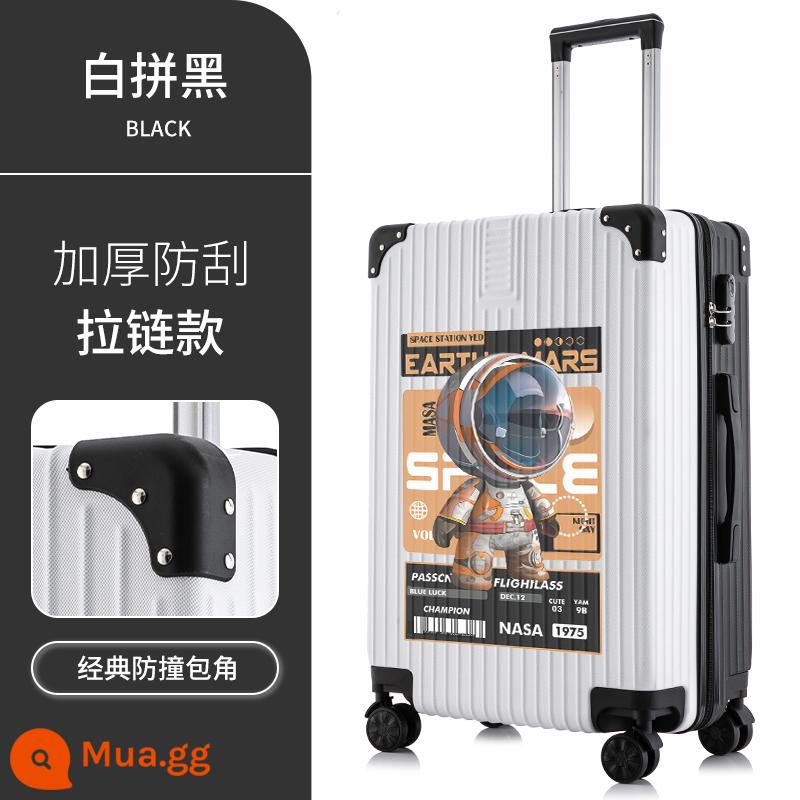 Hộp hành lý mới của Nans Astronomy Box nữ Tie Box Hộp da 20 inch Mật khẩu là mạnh mẽ, bền và dày - Phi hành gia đầu to bên phải ★ dây kéo ★ trắng và đen