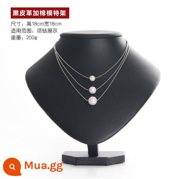 Băng Ngõ Vòng Cổ Đỡ Mặt Dây Chuyền Cổ Khuôn Trang Sức Đứng Hình Nộm Cổ Treo Trang Sức Vòng Cổ Giá Kệ - da đen 18cm