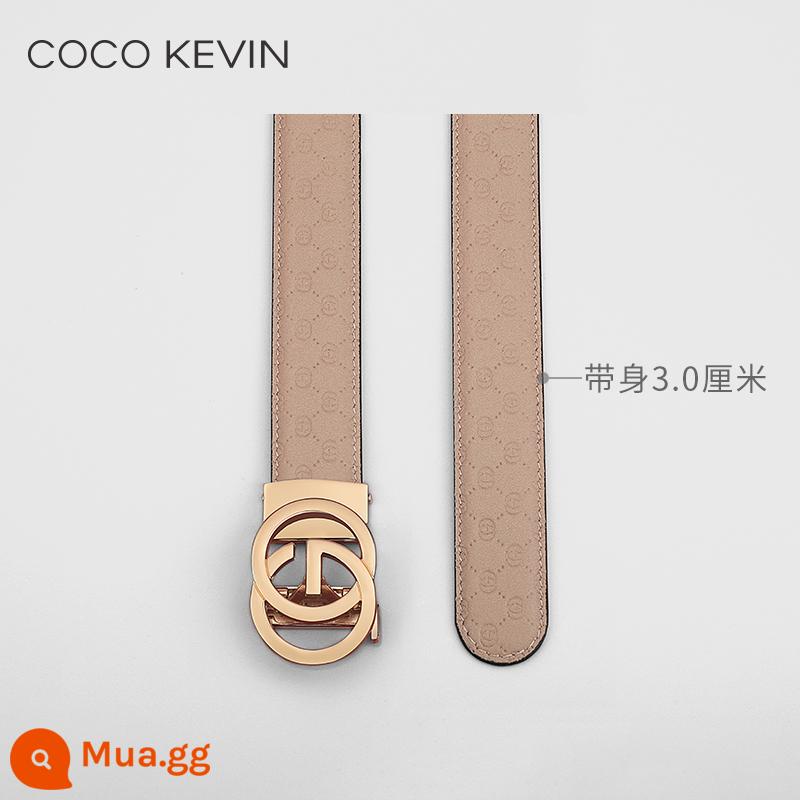 COCO KEVIN Thắt lưng nữ khóa tự động ins phong cách 2023 thắt lưng nữ mới thời trang đai tất cả các trận đấu thủy triều - [Vàng] Thắt lưng kaki 3.0cm