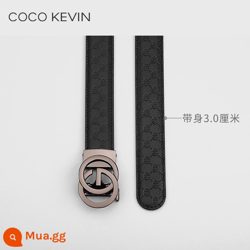 COCO KEVIN Thắt lưng nữ khóa tự động ins phong cách 2023 thắt lưng nữ mới thời trang đai tất cả các trận đấu thủy triều - [Màu súng] Đai đen 3.0cm