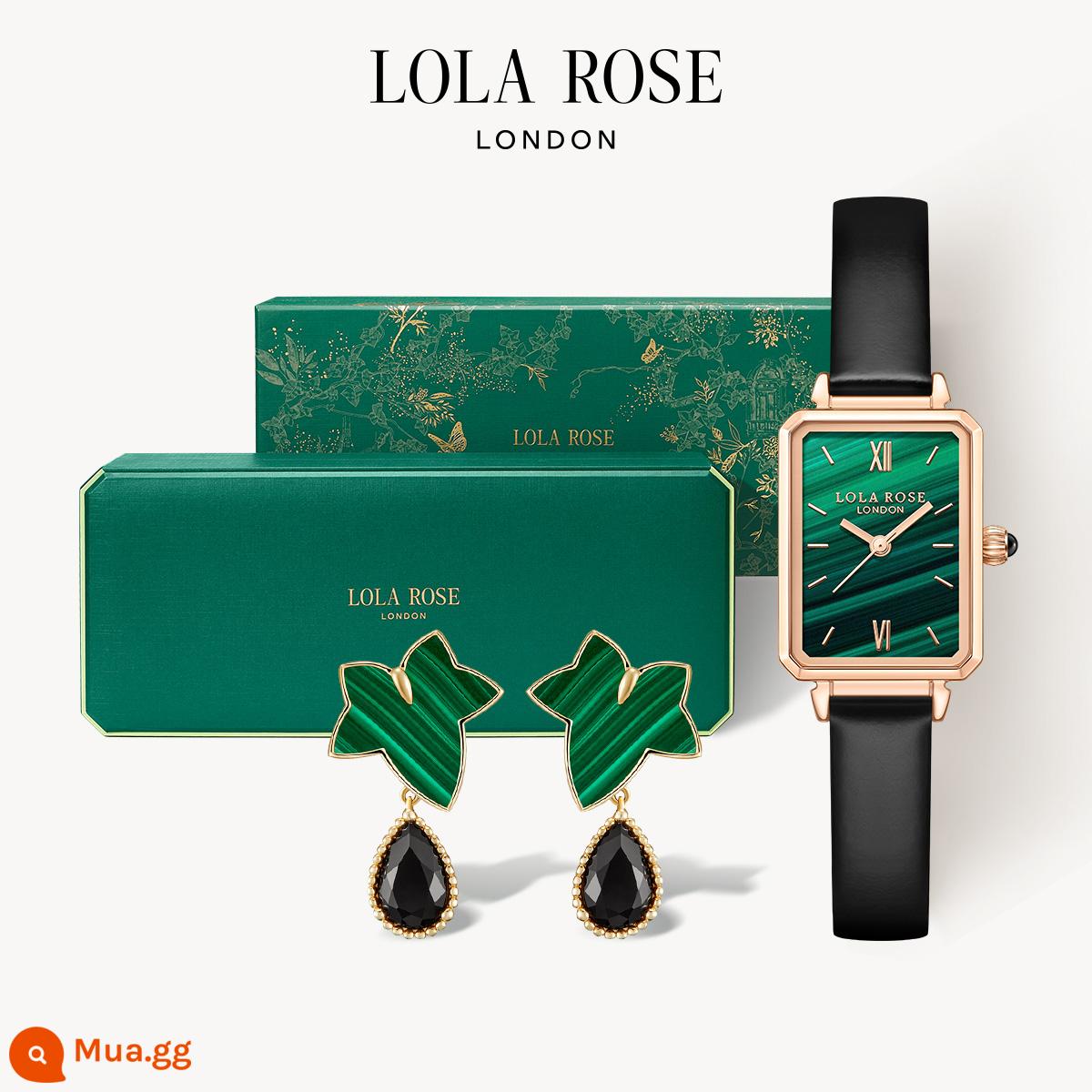 Lola Rose Lola Rose Long Hộp Quà Tình Yêu Đồng Hồ Vòng Cổ Nữ Tai Kim Bọc Tay Sinh Nhật Quà Tặng Năm Mới - Đồng hồ nhỏ màu xanh lá cây + bông tai giọt nước