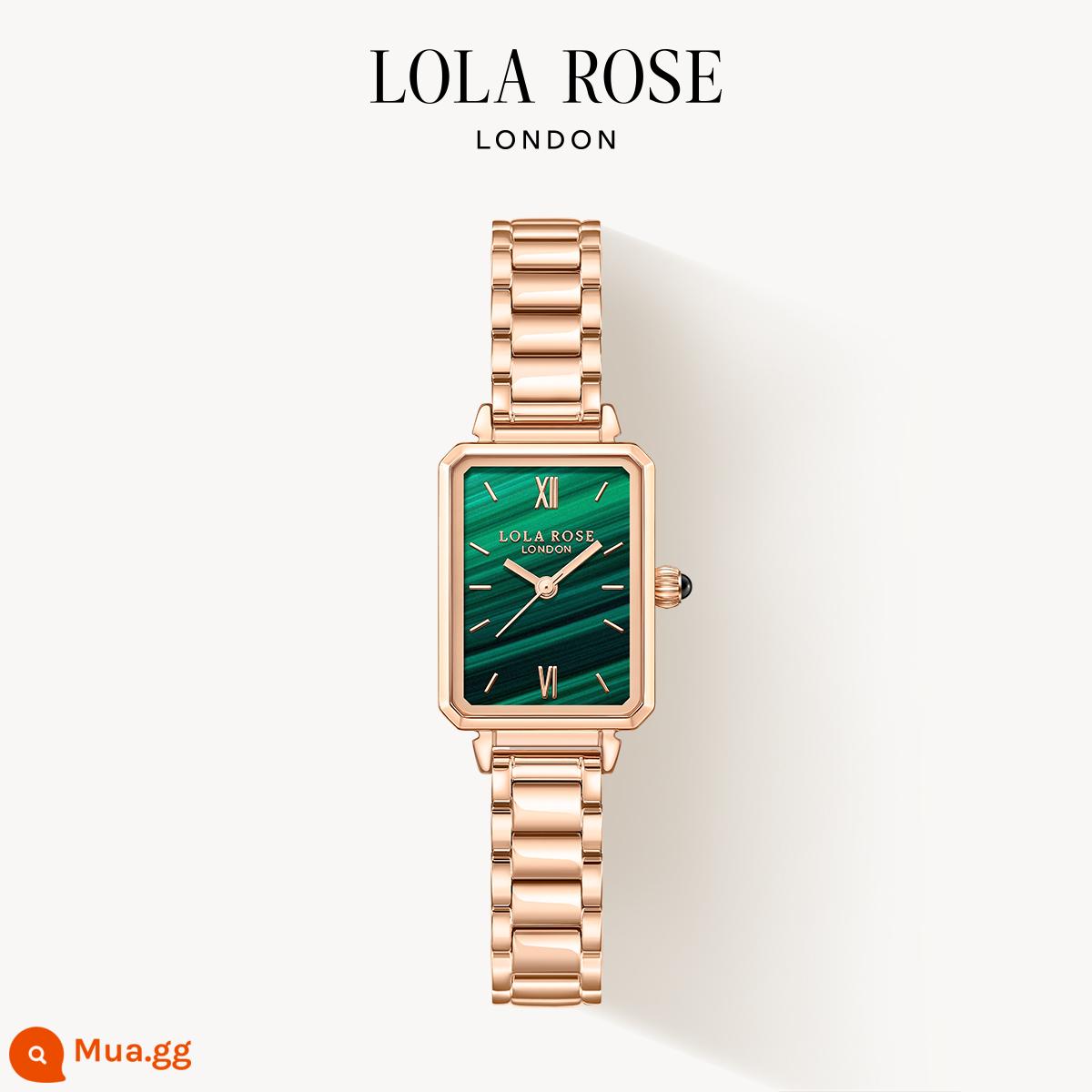 Lola Rose Lola Rose Đồng hồ đeo tay nhỏ màu xanh lá cây Đồng hồ đeo tay nữ Quartz Vintage Quà tặng sinh nhật - Thắt lưng thép vàng hồng-LR4301