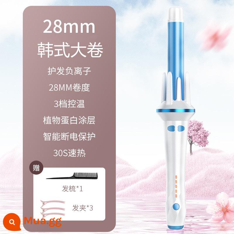 Máy uốn tóc hoàn toàn tự động 32mm khuôn mẫu lâu dài không làm tổn thương tóc xoăn lớn nữ sóng lớn lười tạo tác máy uốn tóc điện - Hoàn toàn tự động màu xanh 28mm