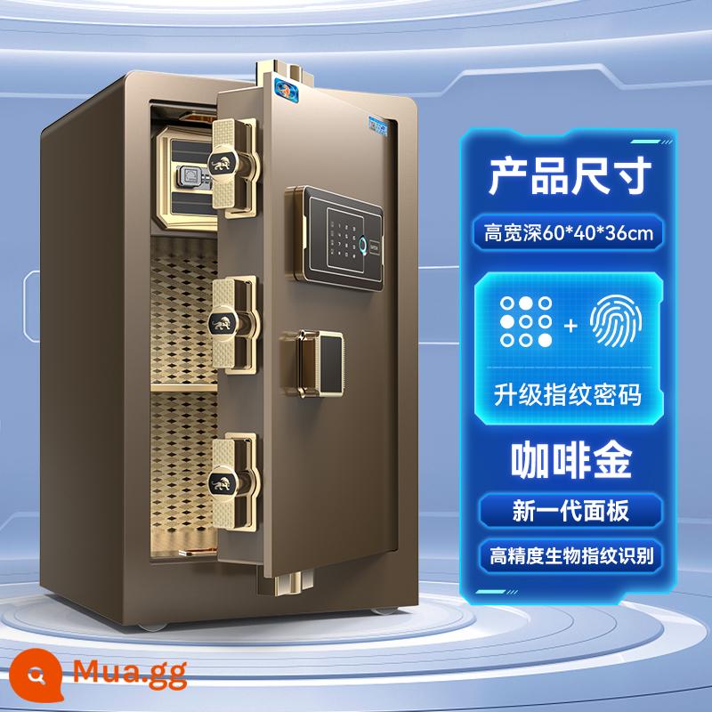 Tiger safe home safe chính thức chống trộm hoàn toàn bằng thép 2023 văn phòng mới thương mại 60/80cm 1,2m mật khẩu vân tay mật khẩu tập tin dung lượng lớn hộp an toàn đầu giường vào tủ quần áo - 60cm cà phê vàng nâng cấp mật khẩu vân tay-tủ bên trong riêng-ủy quyền từ xa