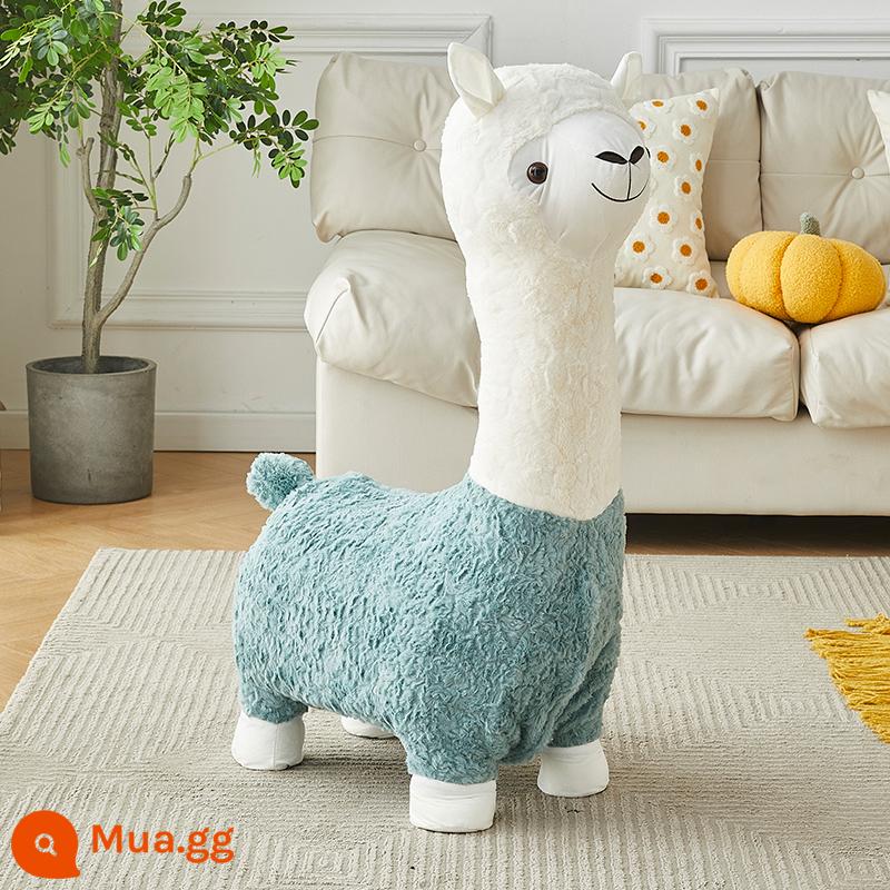 Sáng Tạo Alpaca Ghế Động Vật Phân Phòng Khách Từ Sàn Đến Trần Vật Trang Trí Trang Trí Giày Phân Tân Gia Quà Tặng Năm Mới - Kiểu dáng nhỏ màu xanh tươi ⭐lông cừu mịn, mềm và dày