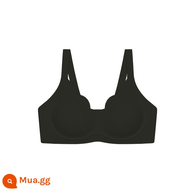 Ubras Velvet Pearl Sandwich Soft Hỗ trợ Petal Cup Vest Back Hook Bra Ⅱ - [Phong cách vest lông cừu ngọc trai] Đen