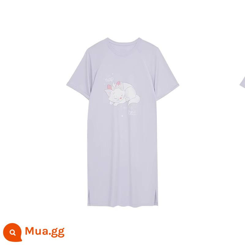 Ubras Disney sê-ri đám mây cotton ngắn tay băng lụa phục vụ tại nhà phương thức váy ngủ - Hu Hu Mây Ngủ Cotton-Soft Xám Tím (Mary Cat)