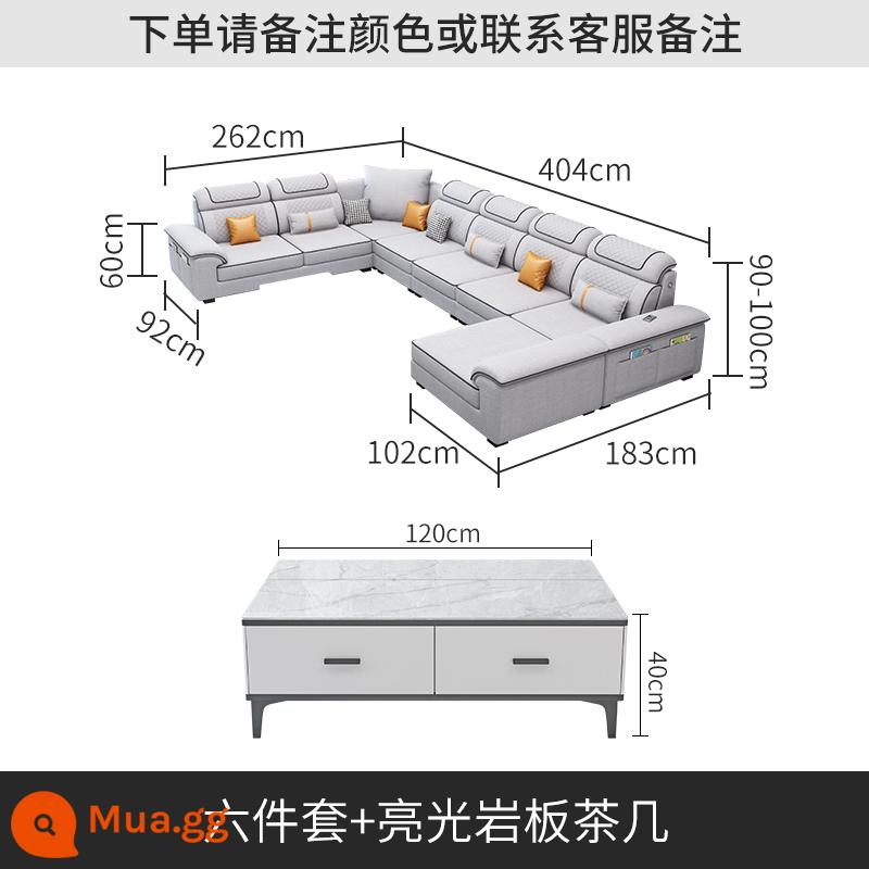 Bắc Âu 2023 Mới Sofa Vải Kết Hợp Nội Thất Vuông Lớn Số Công Nghệ Vải Sofa Cao Su Phòng Khách Hiện Đại Đơn Giản - Bộ sáu món + bàn cà phê đá bóng