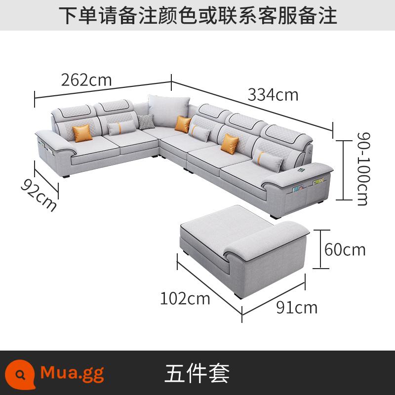 Bắc Âu 2023 Mới Sofa Vải Kết Hợp Nội Thất Vuông Lớn Số Công Nghệ Vải Sofa Cao Su Phòng Khách Hiện Đại Đơn Giản - bộ năm mảnh