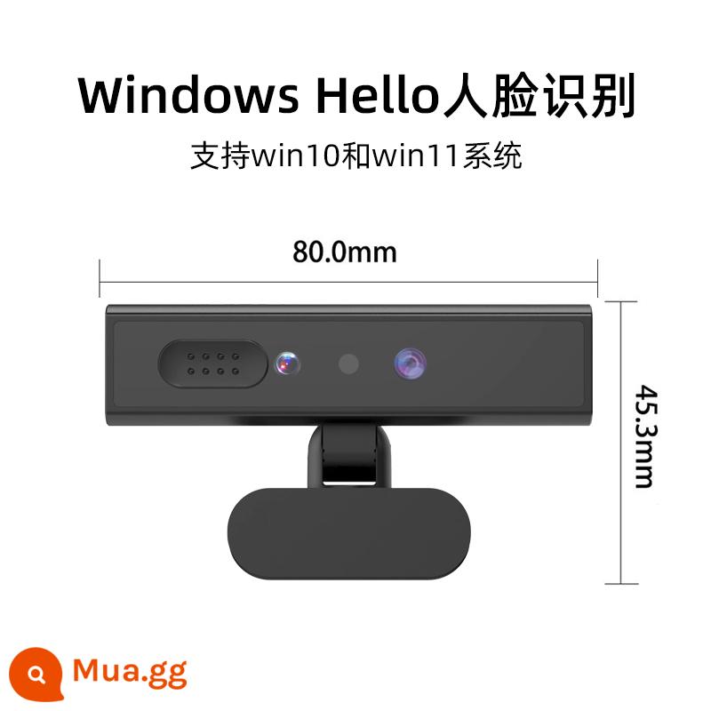 Máy tính có camera độ nét cao khuôn mặt win11 với cáp micrô không có trình điều khiển Windows nhận dạng khuôn mặt xin chào - đen