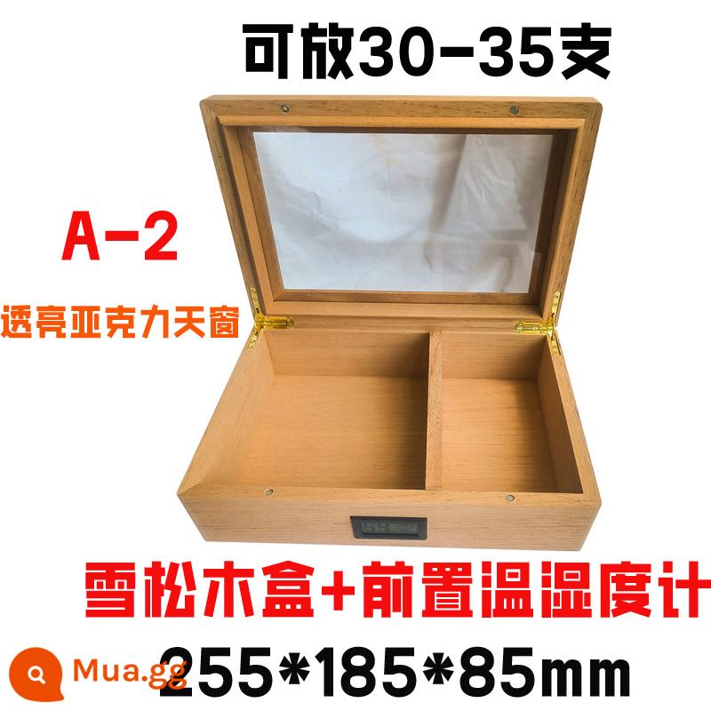 Humidor gỗ đặc nhập khẩu hộp gỗ tuyết tùng Tây Ban Nha hộp gỗ di động xì gà nhà sản xuất hộp tạo độ ẩm xì gà Chunhua - 35 miếng hộp gỗ tuyết tùng trong suốt + đồng hồ đo nhiệt độ và độ ẩm phía trước 255 * 185 * 85MM