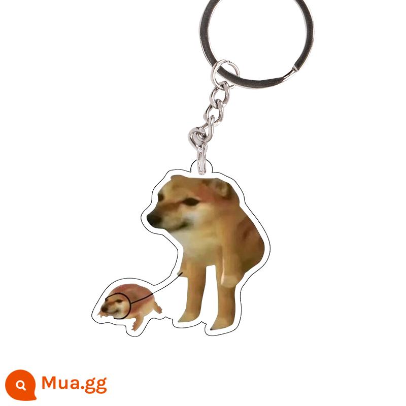 Cheems chó ngoại vi móc khóa Shiba Inu acrylic điêu khắc cát ngộ nghĩnh ngộ nghĩnh xe điện mặt dây chuyền hình chú chó ngớ ngẩn mặt dây chuyền - 2