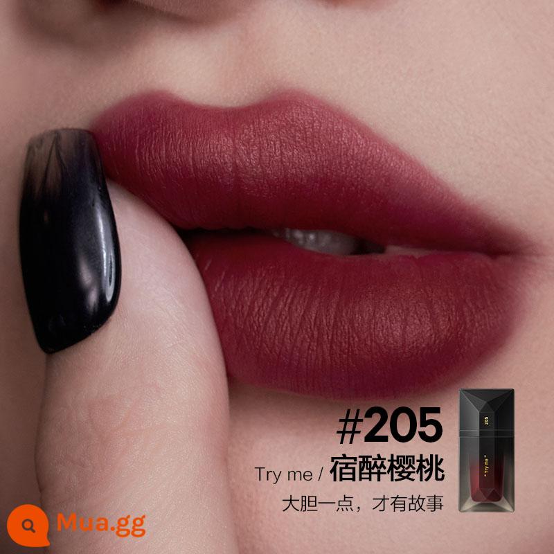 [Mua sớm Double 11] Nhật ký hoàn hảo Danh thiếp Lip Veil Velvet Lip Glaze Matte Lipstick Không phai và không dính vào cốc - 205 Hangover Cherry