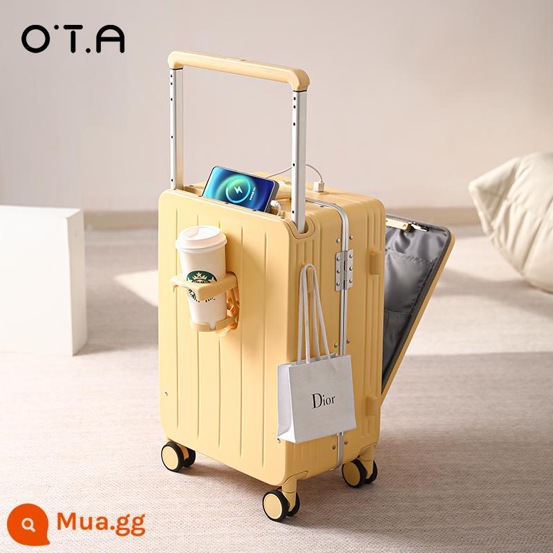 OTA mở phía trước hành lý nữ xe đẩy rộng mới 20 inch đa chức năng kinh doanh lên máy bay vali nhỏ nam - màu vàng phô mai