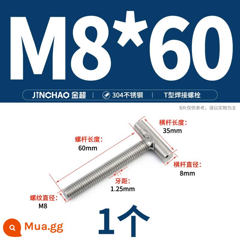 Vít hàn chữ T inox 304 Vít hàn chữ T Bu lông chữ T M4M5M6M8M10M12 - M8*60(1 cái)