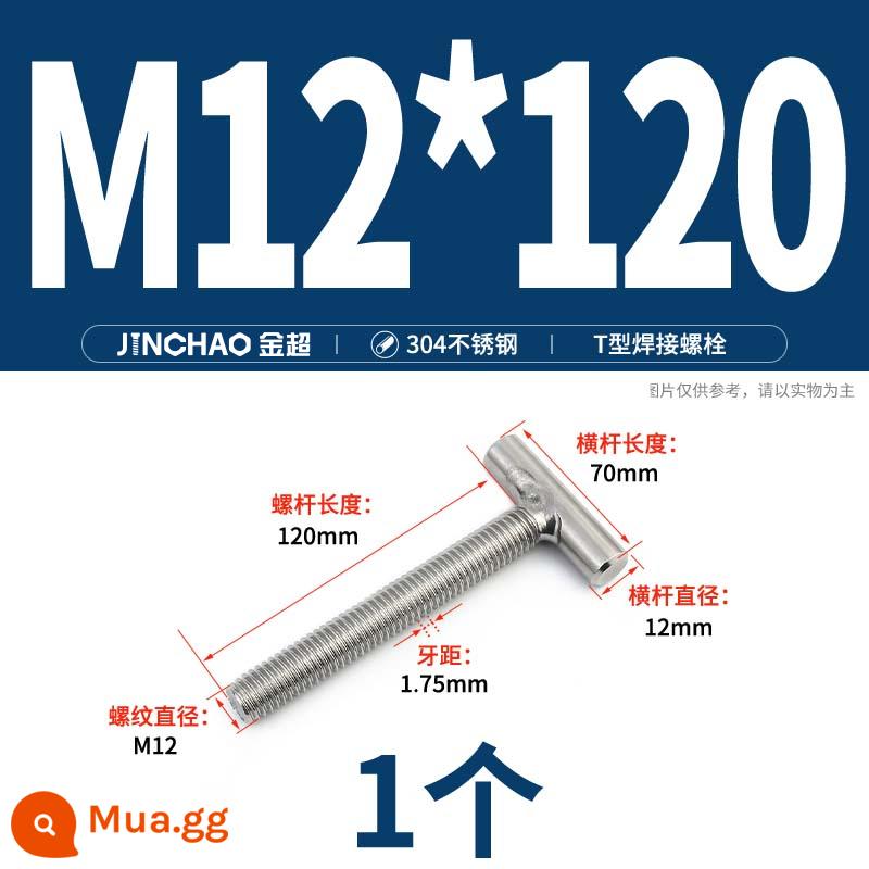 Vít hàn chữ T inox 304 Vít hàn chữ T Bu lông chữ T M4M5M6M8M10M12 - M12*120 (1 cái)