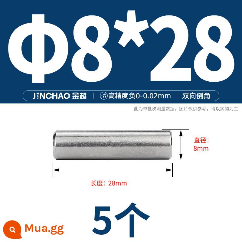 Chốt định vị hình trụ chốt inox 304 chốt cố định chốt đặc M2M2.5M3M4M5M6M8M10mm - Φ8*28(5 cái)